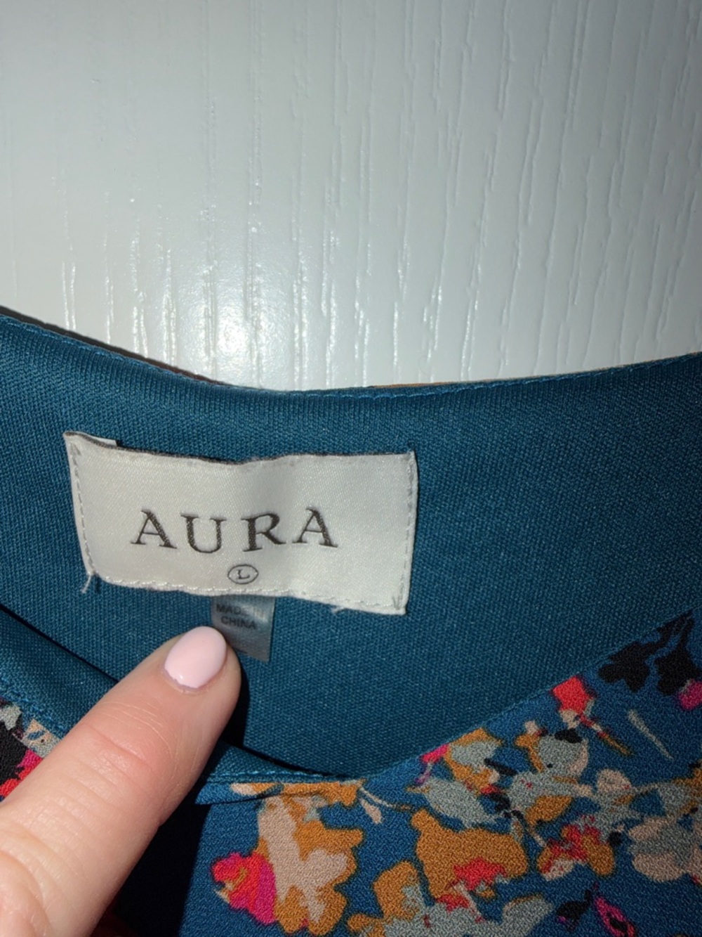 Aura Teal Floral Slip Dress with Pink & rust  Blooms size large - Picture 3 of 5